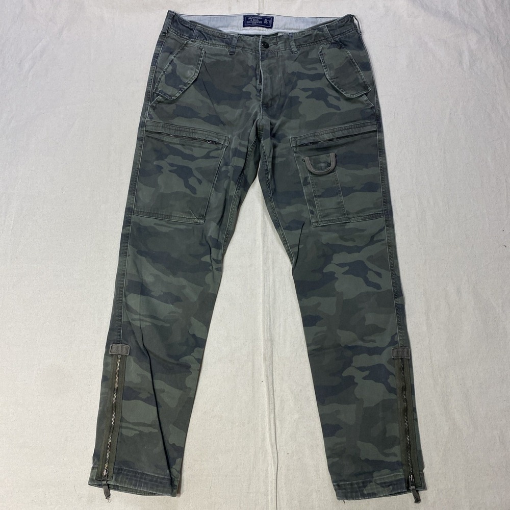 Abercrombie & Fitch Camo Cargo Pants 31x27 Rustin Athletic Slim Stretch Green